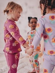 Purple Pumpkin Print Pumpkin Snuggle Pyjamas 3 Pack (9mths-10yrs) - Image 4 of 14