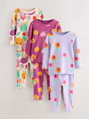 Purple Pumpkin Print Pumpkin Snuggle Pyjamas 3 Pack (9mths-10yrs) - Image 8 of 14