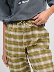 Green/White Wide Leg Pull On Check Trousers - Image 4 of 7