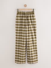 Green/White Wide Leg Pull On Check Trousers - Image 6 of 7