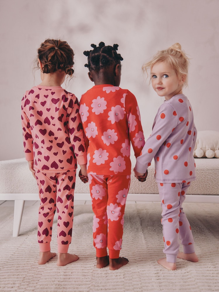 Red/Pink Stampy Print Snuggle Pyjamas 3 Pack (9mths-12yrs) - Image 2 of 11 Red/Pink Stampy Print Snuggle Pyjamas 3 Pack (9mths-12yrs) - Image 2 of 11