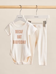 Reiss Ivory Lael Slogan Bodysuit And Leggings Set - Image 1 of 4