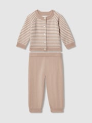 Reiss Neutral Elshe 100% Cashmere Cardigan And Leggings Set - Image 3 of 4