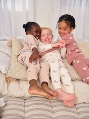 Ecru/Brown Bow Print Snuggle Pyjamas 3 Pack (9mths-12yrs) - Image 4 of 12