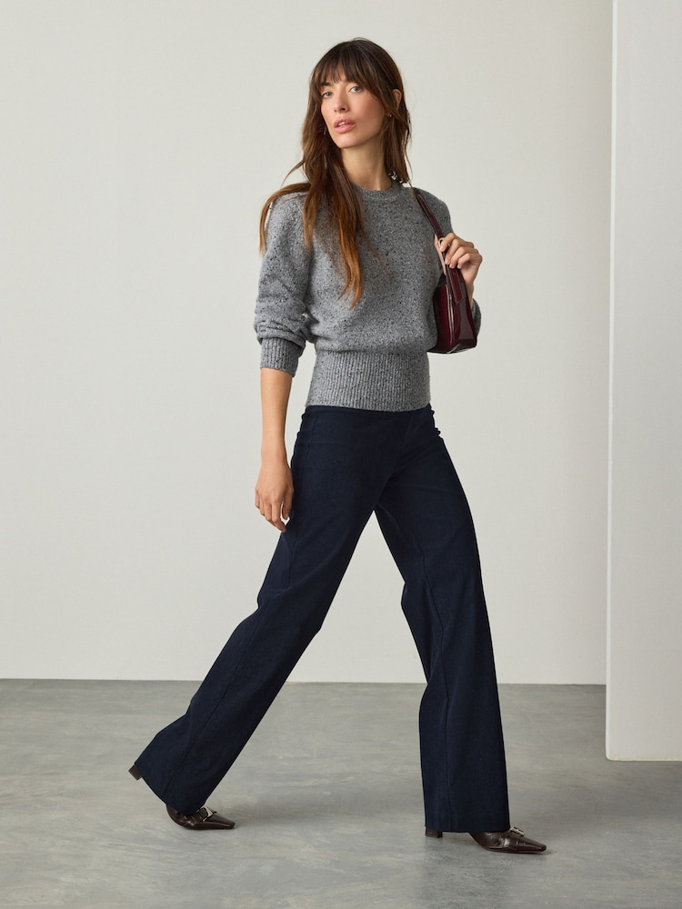 Navy Smoothing Cord Wide Leg Trousers - Image 1 of 8 Navy Smoothing Cord Wide Leg Trousers - Image 1 of 8