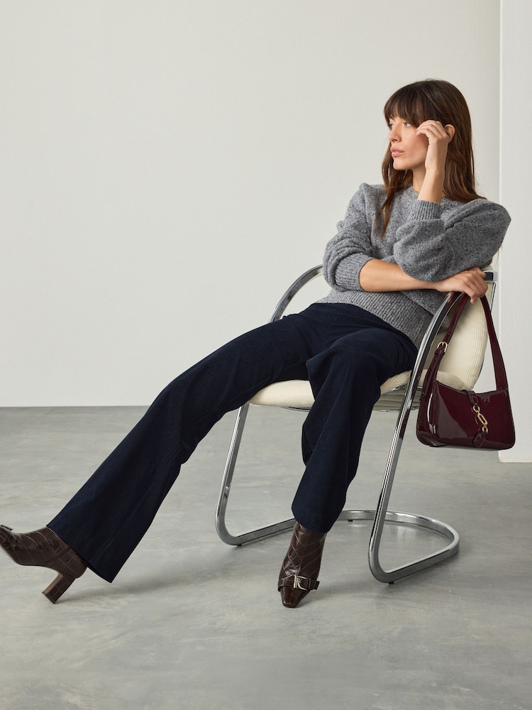Navy Smoothing Cord Wide Leg Trousers - Image 2 of 8 Navy Smoothing Cord Wide Leg Trousers - Image 2 of 8