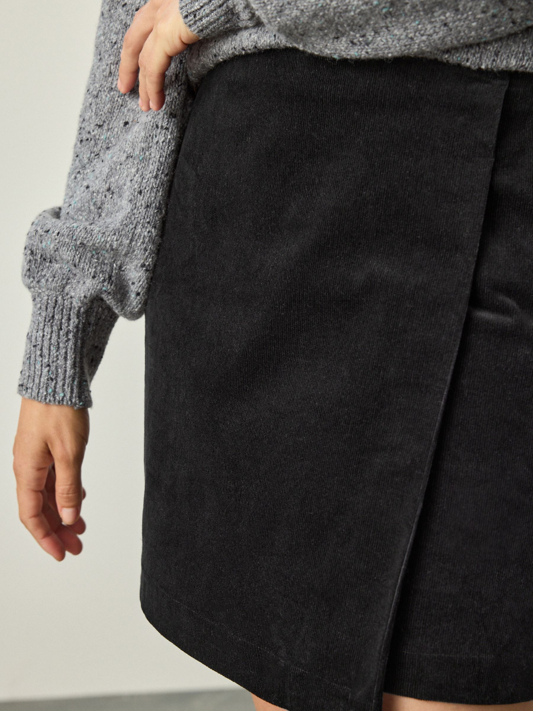 Buy Black Corduroy Mini Wrap Skirt from Next Romania