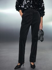 Black Velvet Straight Leg Trousers - Image 2 of 6