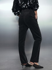Black Velvet Straight Leg Trousers - Image 3 of 6