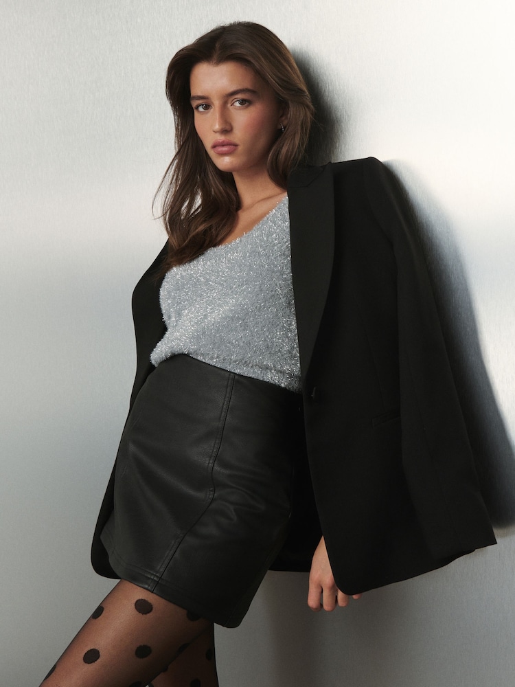 Black Faux Leather Mini Skirt - Image 1 of 7
