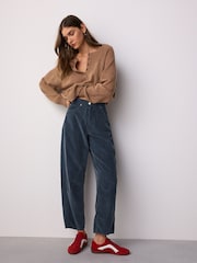 Denim modra - Hlače iz rebrastega žameta - Slika 1 iz 8