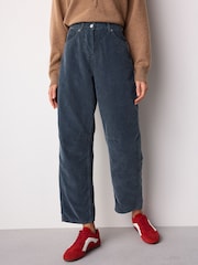 Denim modra - Hlače iz rebrastega žameta - Slika 3 iz 8