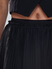 Black Pleated Mesh Tulle Maxi Skirt - Image 5 of 8