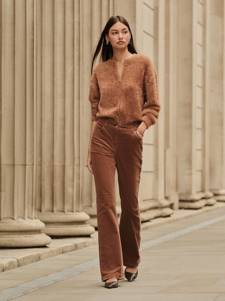 Tan Brown Cord Boootcut Trousers - Image 2 of 8