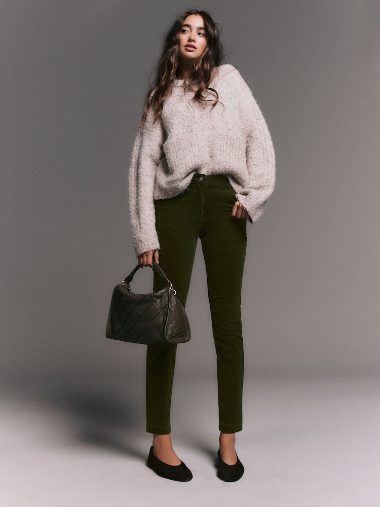 Khaki Green Corduroy Skinny Trousers - Image 1 of 7