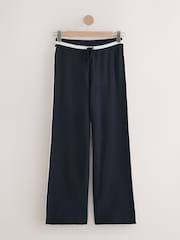 Navy Blue Compact Cosy Wide Leg Side Stripe Tipped Joggers - Image 6 of 9