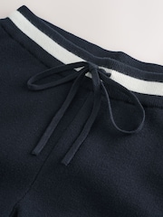 Navy Blue Compact Cosy Wide Leg Side Stripe Tipped Joggers - Image 8 of 9
