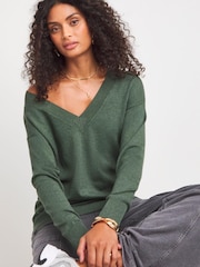 JD Williams Green V-Neck Slouch Tunic - Image 1 of 4