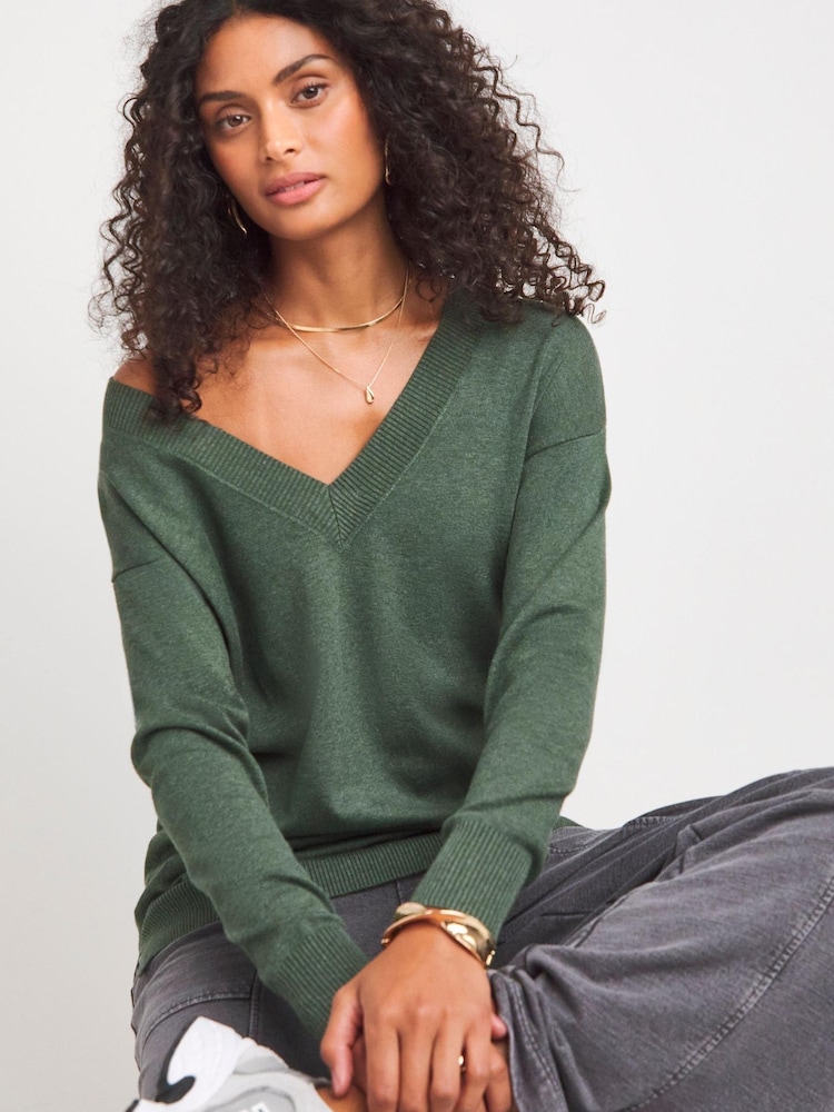 JD Williams Green V-Neck Slouch Tunic - Image 1 of 4