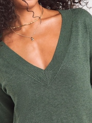 JD Williams Green V-Neck Slouch Tunic - Image 3 of 4