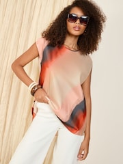 Friends Like These Orange Woven Lightweight Short Sleeve Blouse - Image 1 of 4