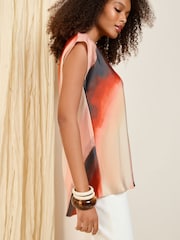 Friends Like These Orange Woven Lightweight Short Sleeve Blouse - Image 2 of 4