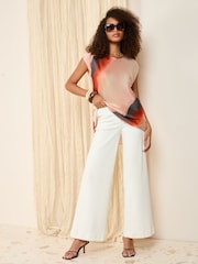 Friends Like These Orange Woven Lightweight Short Sleeve Blouse - Image 3 of 4