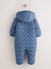 Navy Quilted Hooded Nylon Baby All-In-One (0-18mths) - Image 2 of 6