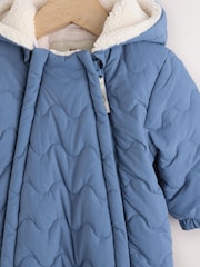Navy Quilted Hooded Nylon Baby All-In-One (0-18mths) - Image 3 of 6