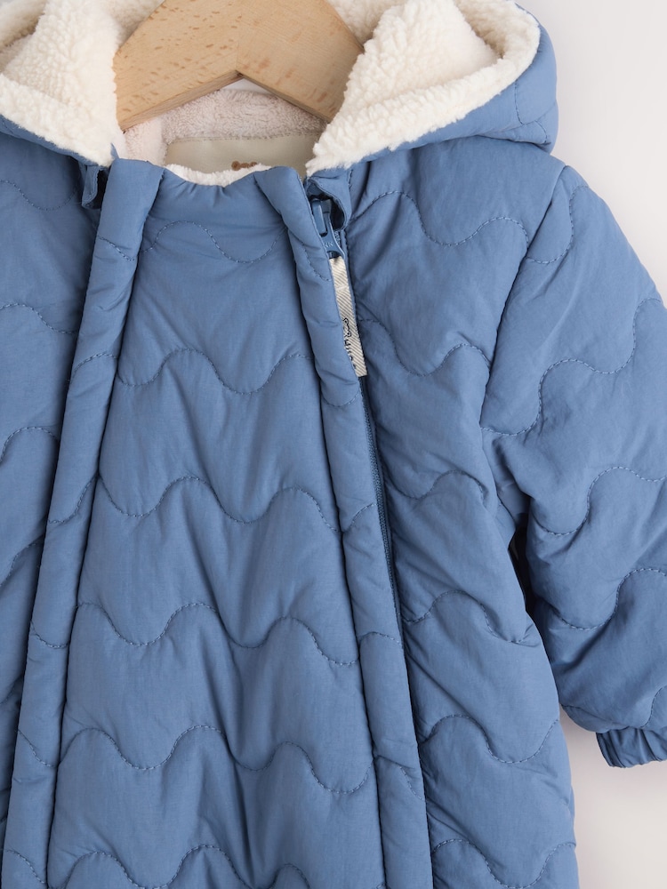 Navy Quilted Hooded Nylon Baby All-In-One (0-18mths) - Image 3 of 6