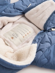 Navy Quilted Hooded Nylon Baby All-In-One (0-18mths) - Image 4 of 6