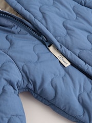 Navy Quilted Hooded Nylon Baby All-In-One (0-18mths) - Image 5 of 6