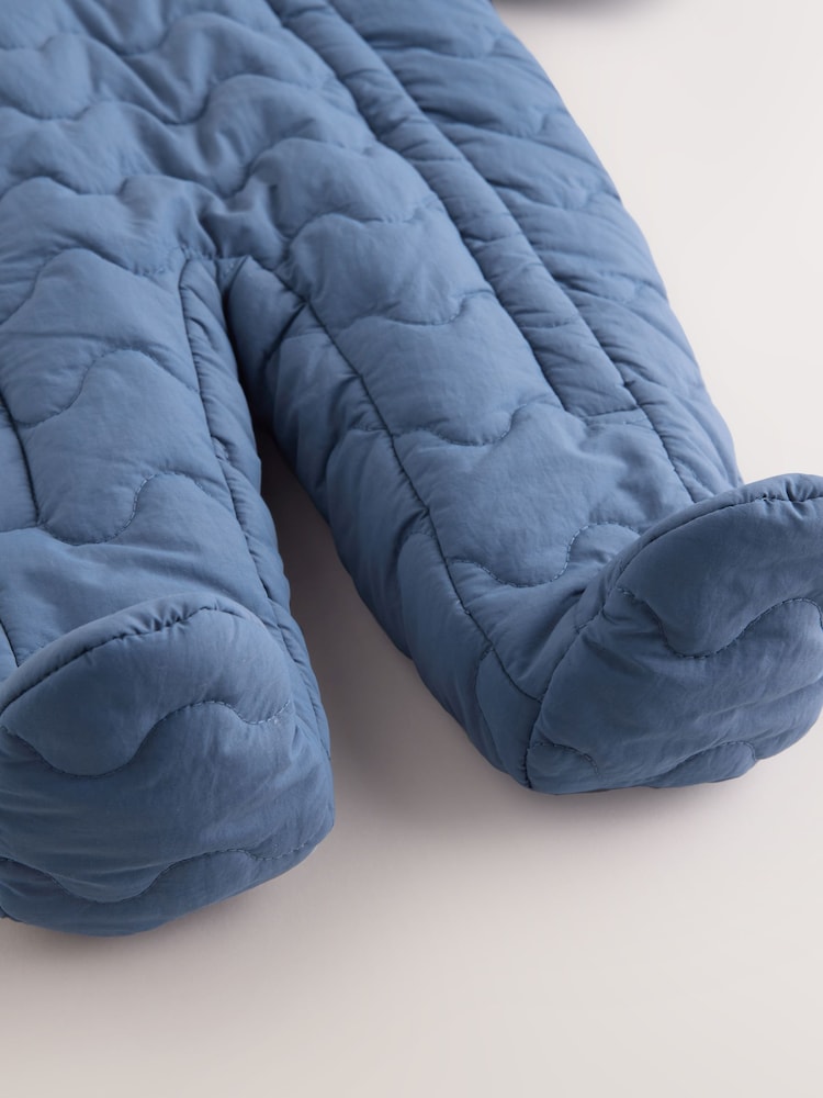 Navy Quilted Hooded Nylon Baby All-In-One (0-18mths) - Image 6 of 6 Navy Quilted Hooded Nylon Baby All-In-One (0-18mths) - Image 6 of 6
