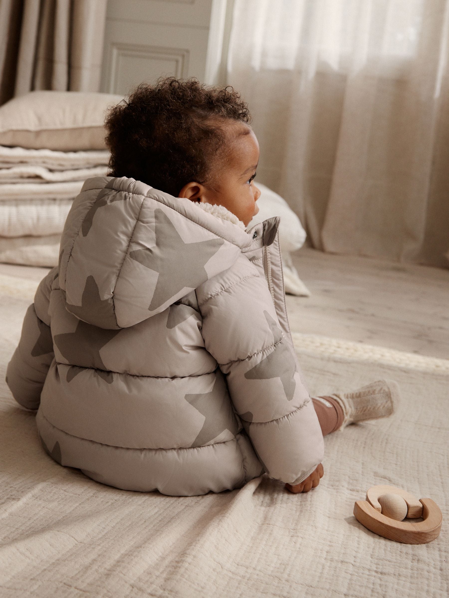 Buy Natural Star All Over Printed Baby Puffer Jacket (0mths-2yrs