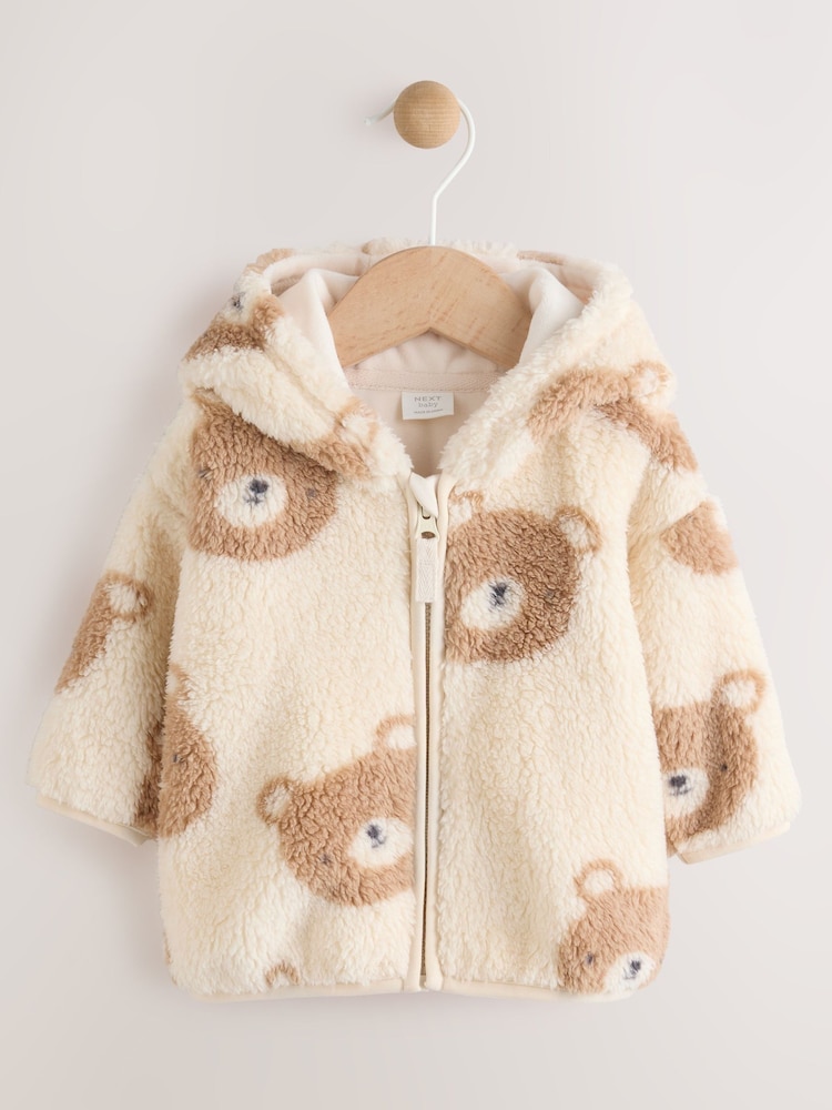 Natural Bear Face Zip Through - Baby Fleece Zip Jacket (0mths-2yrs) - Bild 1 von 6