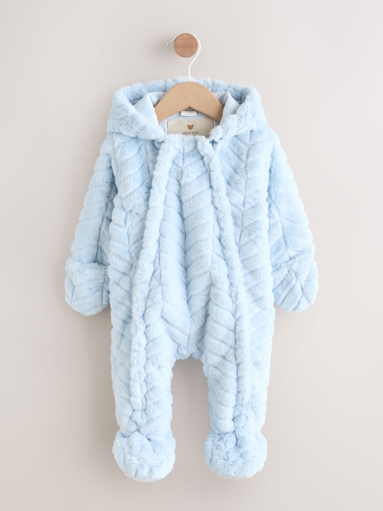 Azul - Pelele para bebé con capucha de piel sintética (0 meses-2 años) - Imagen 1 de 8 Azul - Pelele para bebé con capucha de piel sintética (0 meses-2 años) - Imagen 1 de 8