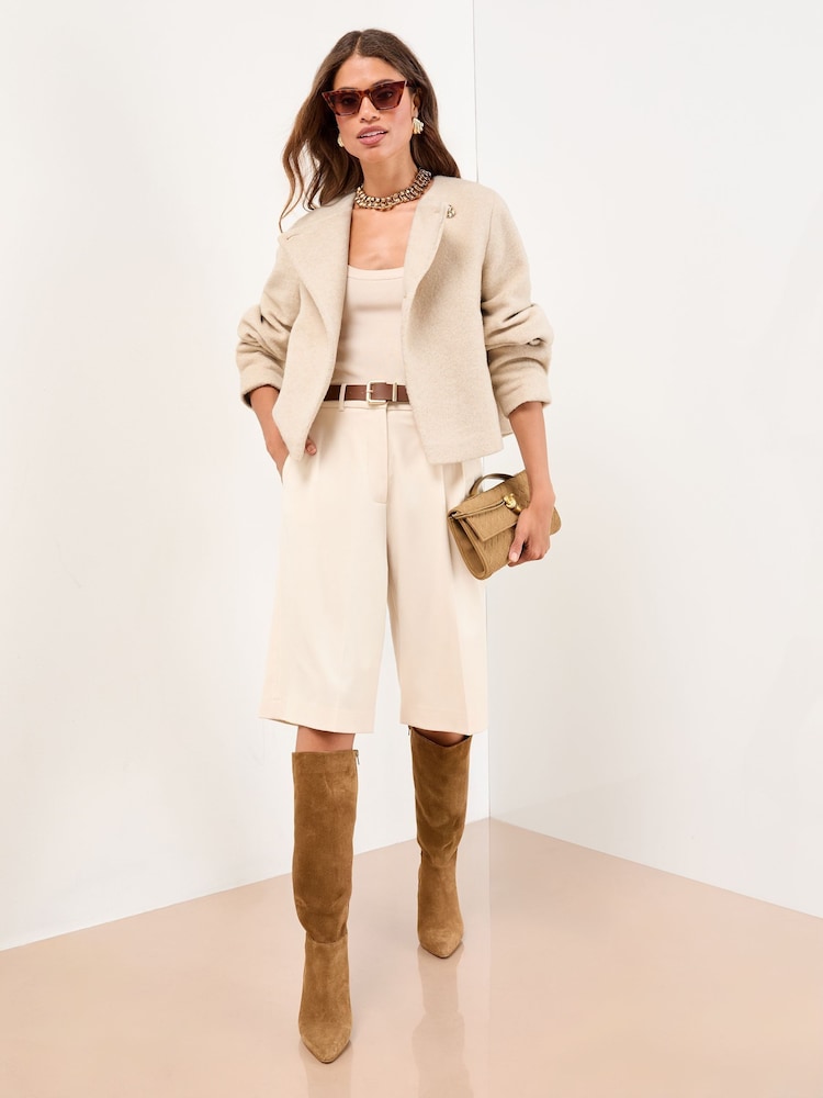 Lipsy Cream Brushed Textured Short Swing Back Jacket - Image 2 of 4