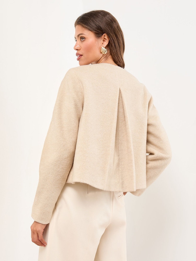 Lipsy Cream Brushed Textured Short Swing Back Jacket - Image 4 of 4