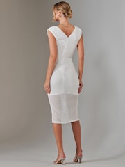 Jolie Moi White Aisla Ruched Sequin Bodycon Dress - Image 2 of 6