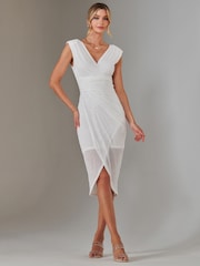 Jolie Moi White Aisla Ruched Sequin Bodycon Dress - Image 4 of 6