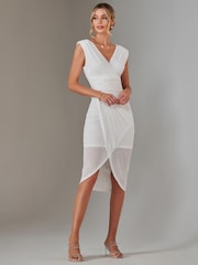 Jolie Moi White Aisla Ruched Sequin Bodycon Dress - Image 6 of 6