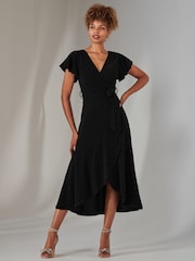Jolie Moi Black Marlie Metallic Angel Sleeve Maxi Dress - Image 1 of 6