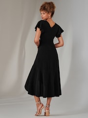Jolie Moi Black Marlie Metallic Angel Sleeve Maxi Dress - Image 3 of 6