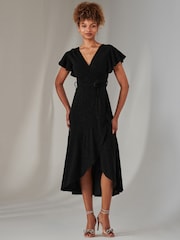 Jolie Moi Black Marlie Metallic Angel Sleeve Maxi Dress - Image 5 of 6