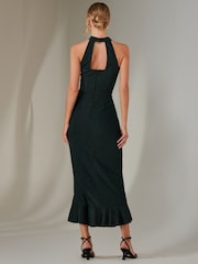 Jolie Moi Green Halter Neck Frill Jersey Maxi Dress - Image 2 of 6