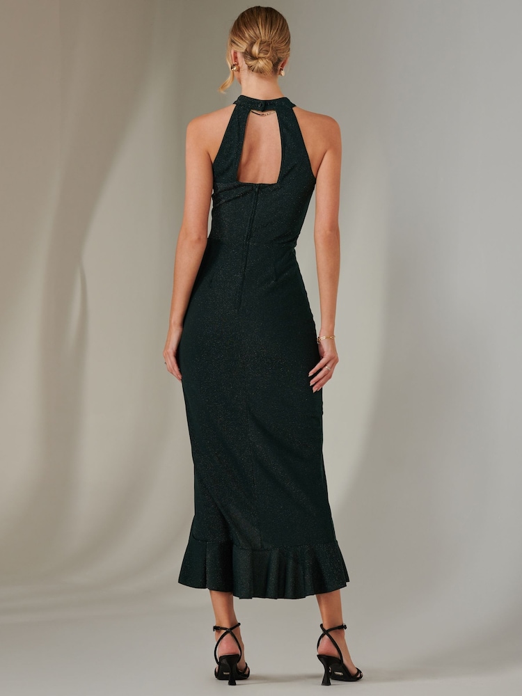 Jolie Moi Green Halter Neck Frill Jersey Maxi Dress - Image 2 of 6