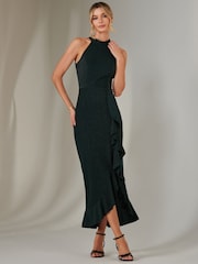 Jolie Moi Green Halter Neck Frill Jersey Maxi Dress - Image 4 of 6