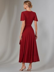 Jolie Moi Red Plain Angel Sleeve Wrapped Maxi Dress - Image 2 of 6