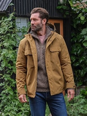 FatFace Truro Dark Yellow Hooded Waterproof Jacket - Image 1 of 1