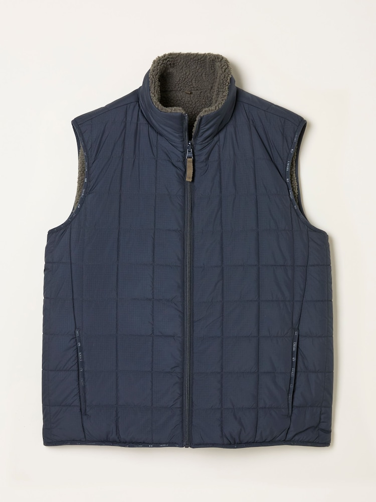 FatFace Tromso Navy 2 in 1 Reversible Gilet - Image 1 of 2